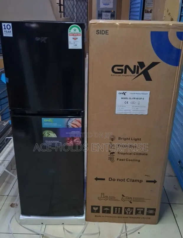 GNIX 138 Litres Double Door Fridge (Black) - Top Freezer - 1