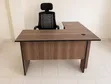 L-Shaped Office Desk and Headrest Chair Set - Brown - 1