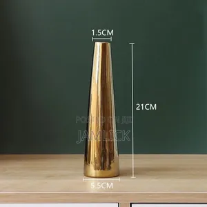 Plain Small-Neck Gold Ceramic Vases