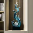 Luxury Artistic Blue Clear Resin Ocean Wave Sculpture - 2