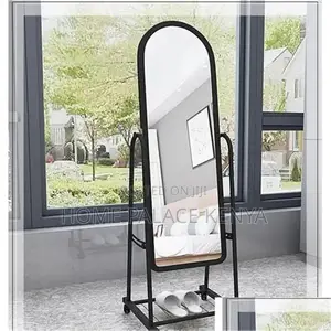 Full Length Mirror with Storage - Black