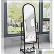 Full Length Mirror with Storage - Black - 1