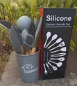 12-Piece Silicone Spoons Set - Black/Grey - 1
