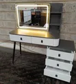Modern Dressing Table with Mirror and Stool - 1