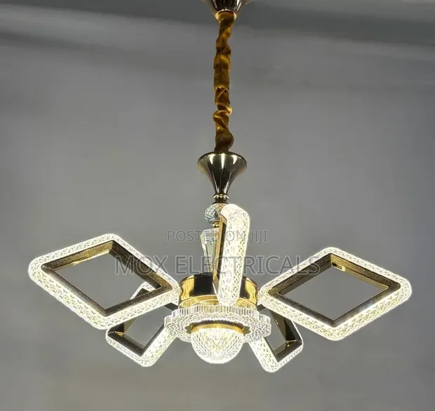 LED Crystal Chandelier with Geometric Diamond Arms - 1