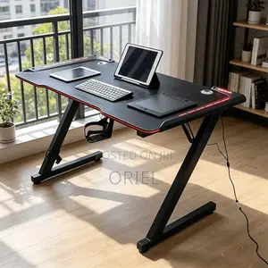 Modern LED Gaming Desk - Black