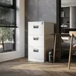 3-Drawer Office Cabinet - White Steel - 1
