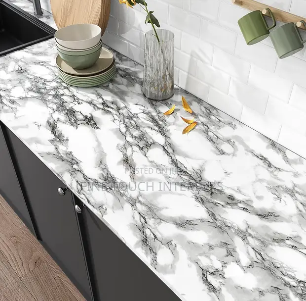 Marble Contact Paper for Kitchen Countertops - 1