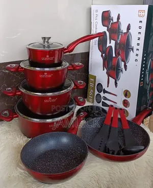 15pcs Edenberg Nonstick Cookware Set - Wine Red