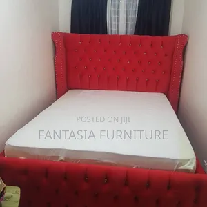 5x6 Red Velvet Bed Frame with Free Delivery