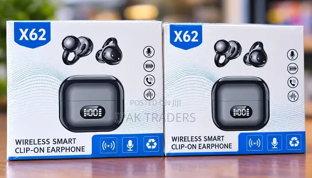 X62 Wireless Smart Clip-on Earbuds with LED Display & Noise Reduction - 1