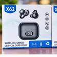 X62 Wireless Smart Clip-on Earbuds with LED Display & Noise Reduction - 2