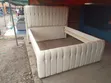 5x6 Cream Leatherette Bed Frame - 1