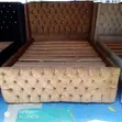 Brown Velvet Wingback Bed Frame - Brand New - 1