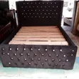 5x6 Black Plush Velvet Bed Frame - 2