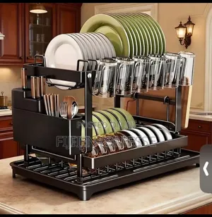 Quality 2-Tier Carbon Steel Dish Rack | Black