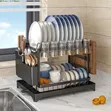 Quality 2-Tier Carbon Steel Dish Rack | Black - 2