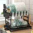 Quality 2-Tier Carbon Steel Dish Rack | Black - 3