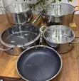 Set ya Vyombo vya Kupikia UAKEEN 9-Piece Chuma cha Kutotoa (Stainless Steel) na Vifuniko vya Kioo - 1