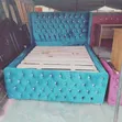 Ideal Teal Velvet Wingback Bed - Brand New - 2