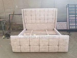 Cream Upholstered Bed Frame - Size 5x6