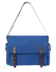 Blue Canvas Messenger Bag with Faux Leather Straps - 1