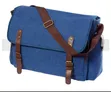 Blue Canvas Messenger Bag with Faux Leather Straps - 2