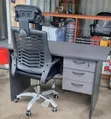 White & Grey Desks with Black Office Chairs - 1