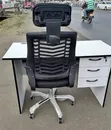 White & Grey Desks with Black Office Chairs - 2