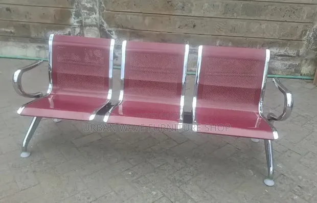Silver and Red Waiting Chairs - 1
