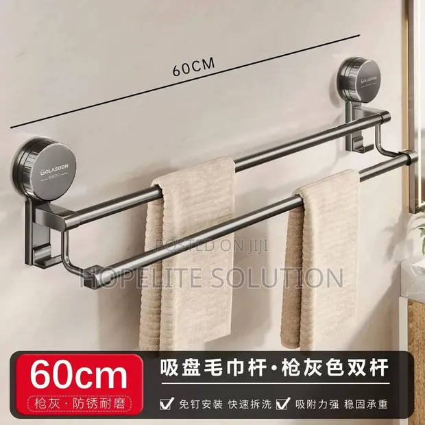 Wall Mounted Double Pole Towel Rack - 1