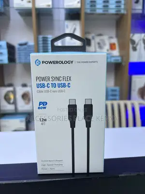 Powerology 60W USB-C to USB-C Cable (1.2m) - Black