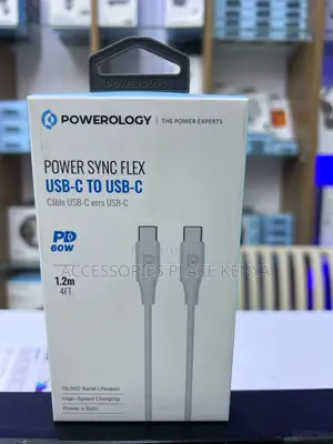 Powerology 60W USB-C to USB-C Cable 1.2M - White