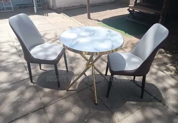 Dining Table with 2 Cushion Chairs Set - 1