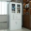 4-Partition Glass Office Cabinet with Safe - 2