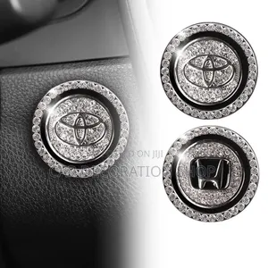 Toyota/Honda Round Metal Rings Embedded Crystal Rhinestone Push Button