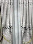 Beige Cream Chevron Curtains with Gold Silver Glitter - 1