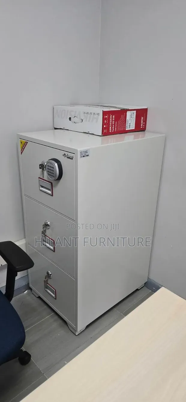 3-Drawer Fireproof Safe Cabinet with Digital & Key Lock - 1