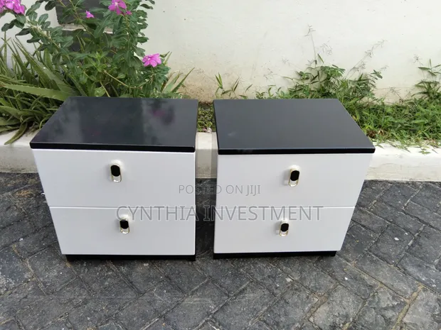 White and Black 2-Drawer Side Cabinet - 1