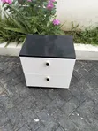 White and Black 2-Drawer Side Cabinet - 2