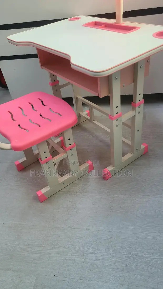 Children's Study Desk and Chair Set - Pink - 1