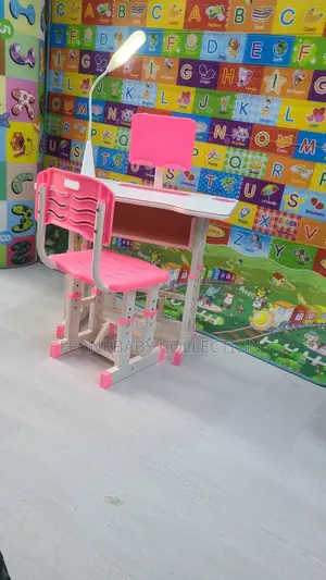 Kids Study Table and Chair with Lamp - Pink