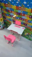 Kids Study Table and Chair with Lamp - Pink - 3
