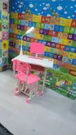 Kids Study Table and Chair with Lamp - Pink - 4