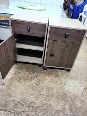 Movable Pedestal Bedside Cabinet - Walnut Brown