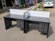 4-Person Office Workstation Desk with Drawers - 1