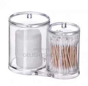 2-in-1 Acrylic Cotton Swab & Makeup Brush Holder