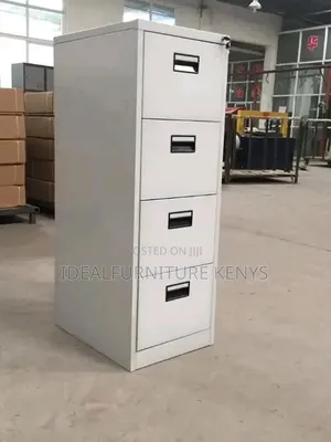 4-Drawer Metal Filing Cabinet - Light Grey