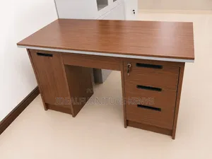 Walnut Brown Office Desk with Side Cabinet