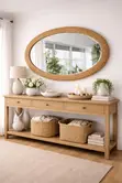 Big Modern Oval Rattan/Bamboo Mirror - 3